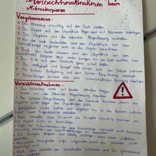 Vorgehensweise, Sicherheitsanweisungen