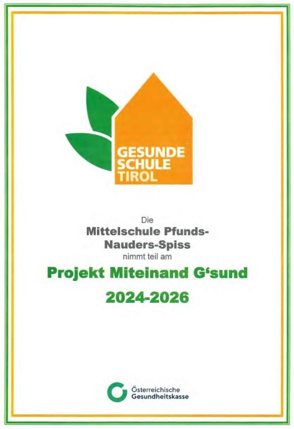 Projekt Miteinand G´sund Mittelschule Pfunds Spiss Nauders